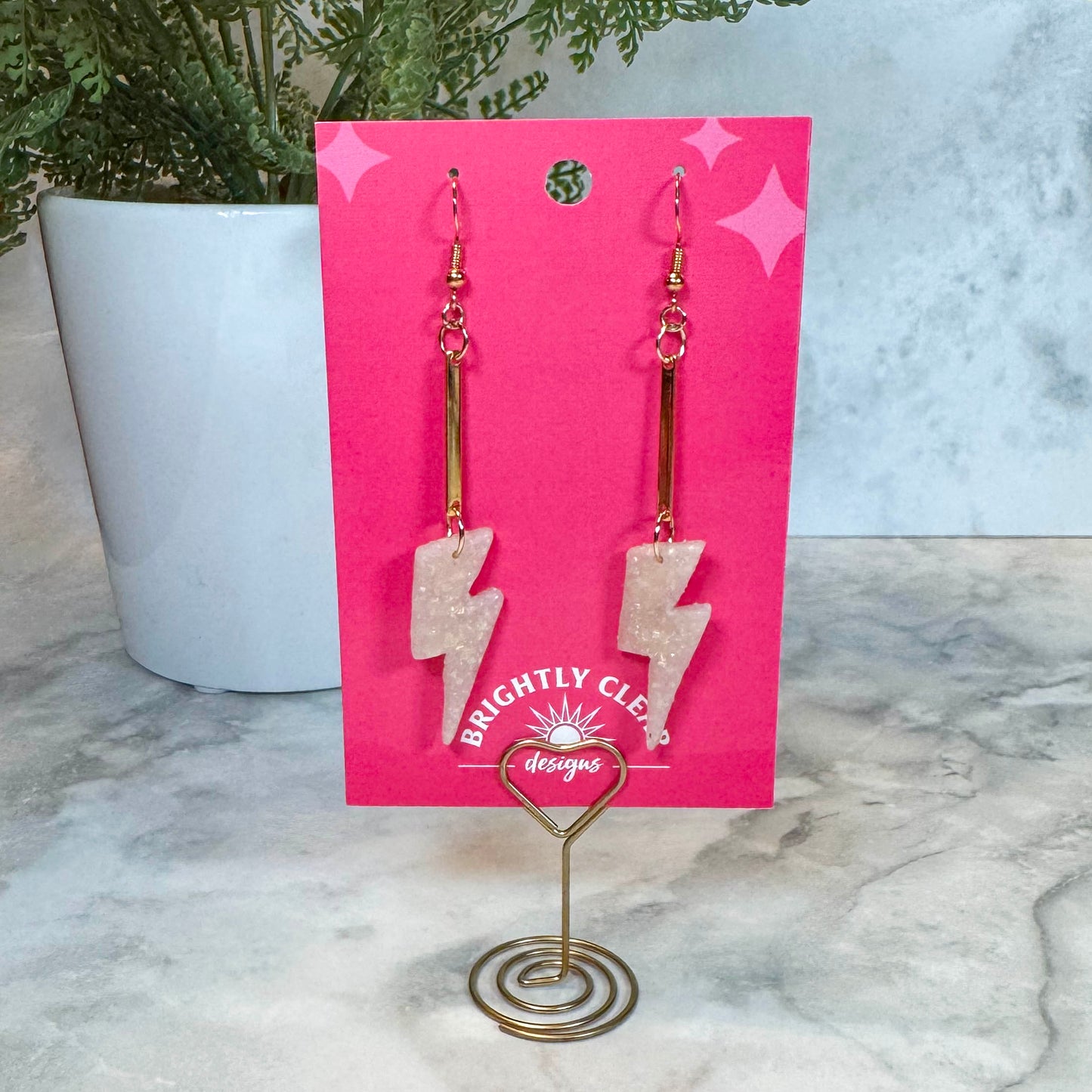 Opal Lightning Bolt Earrings