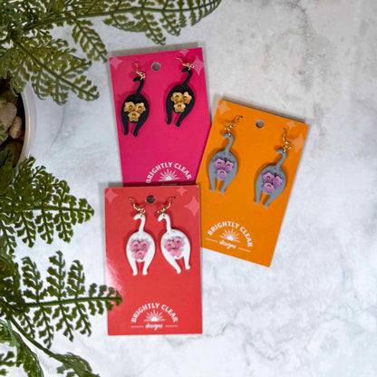 Cat Butt Floral Earrings
