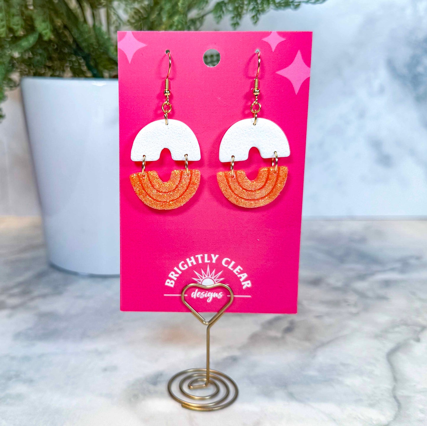 Double Arch Glittery Earrings