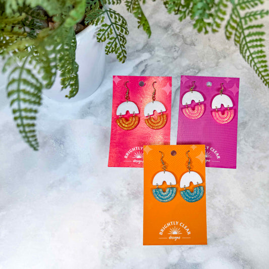Double Arch Glittery Earrings